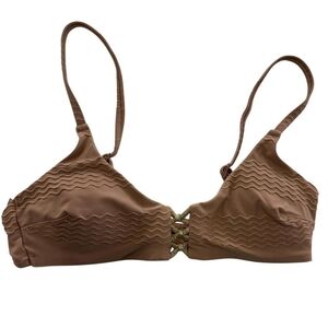 Aerie Bikini Top Tan Wavy Pattern Swimwear Stretchy